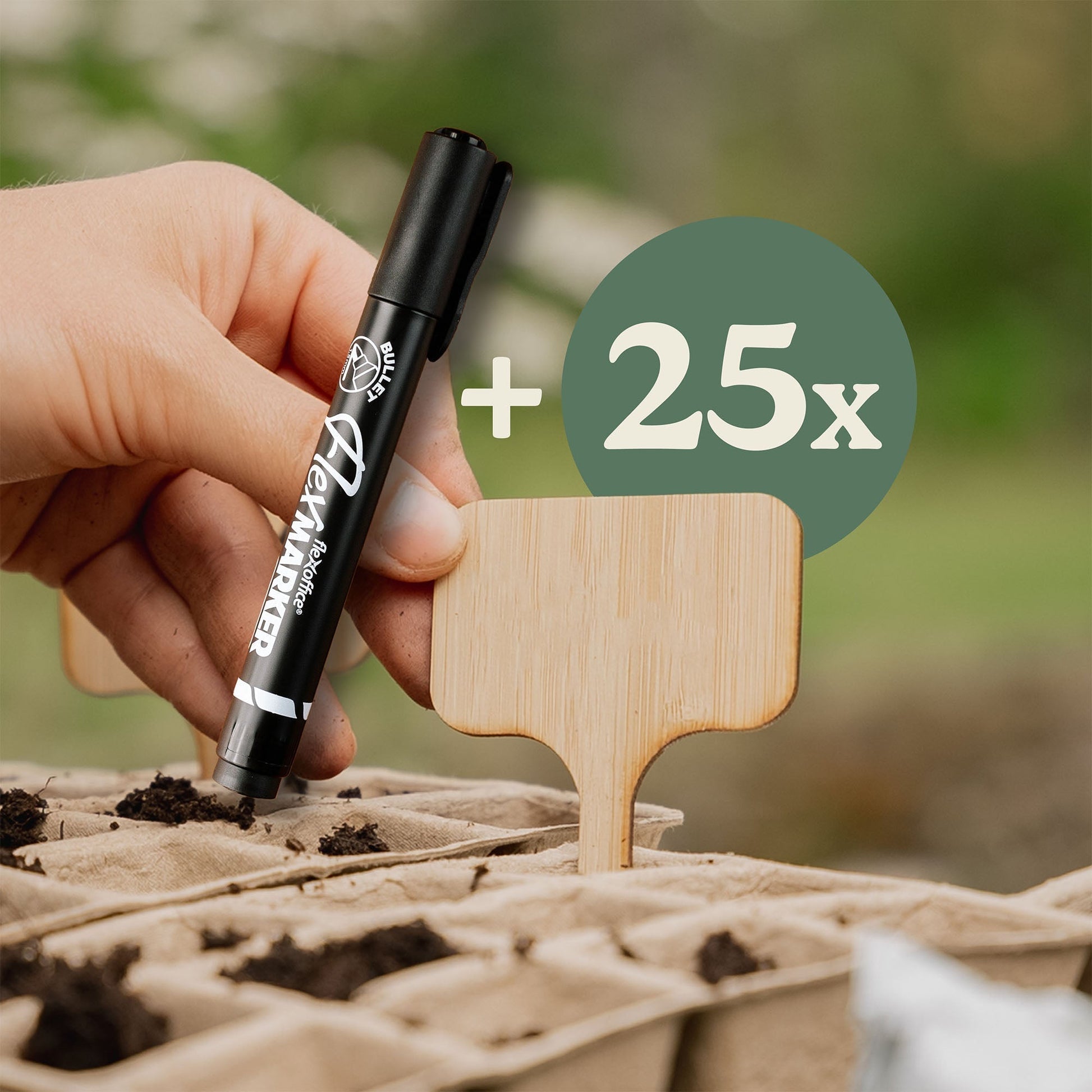 25 stk. bambus planteetiketter med tusj