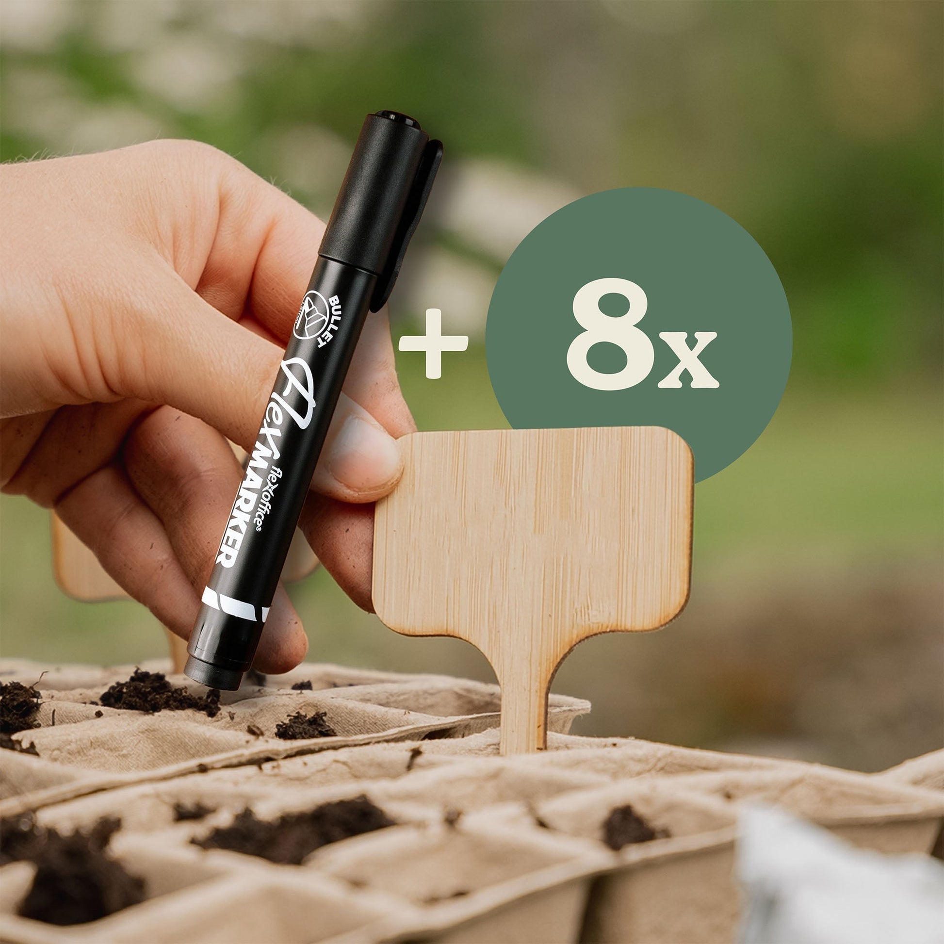 8 stk. bambus planteetiketter med tusj