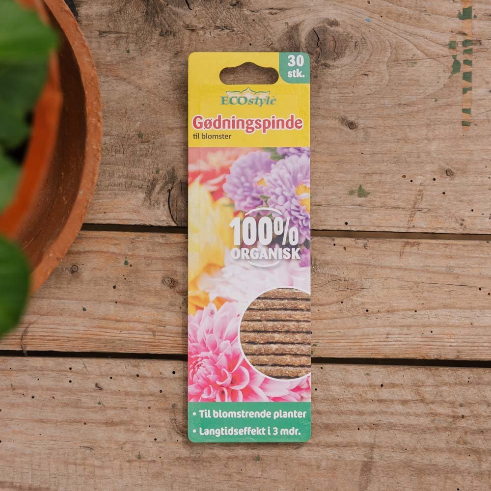 Blomster gjødselpinner, 30 stk.