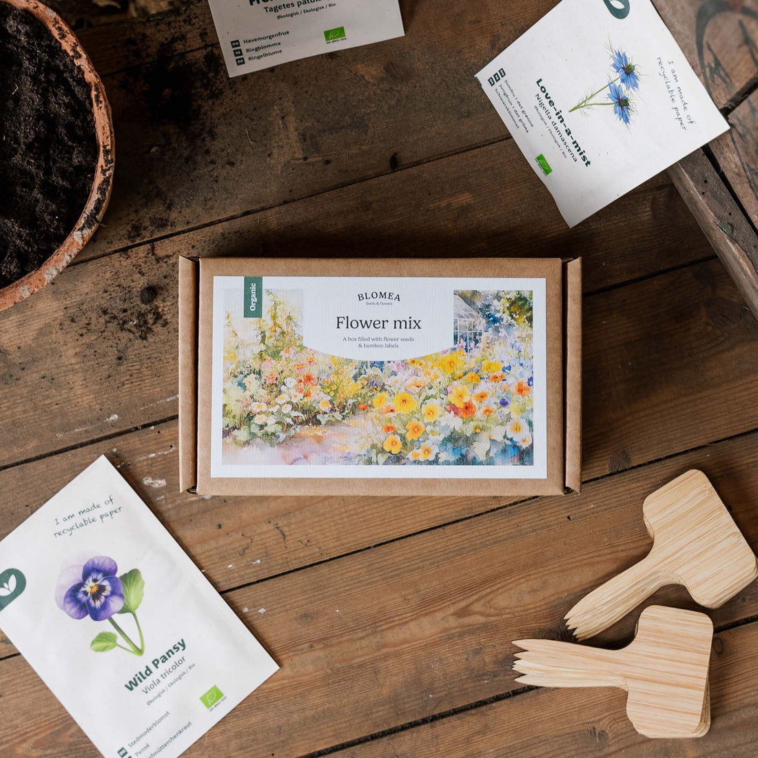 Blomsterpakken - 12 poser økologiske frø