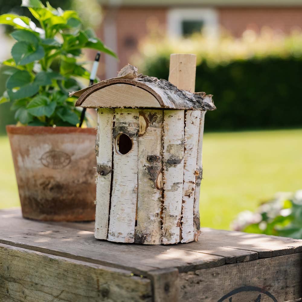 Fuglekasse, bjørketre, Ø: 17 cm H: 30 cm