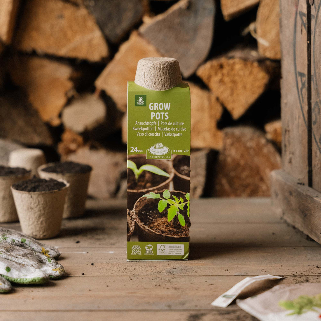 Nedbrytbar fiberpotte 5cm, 24 stk