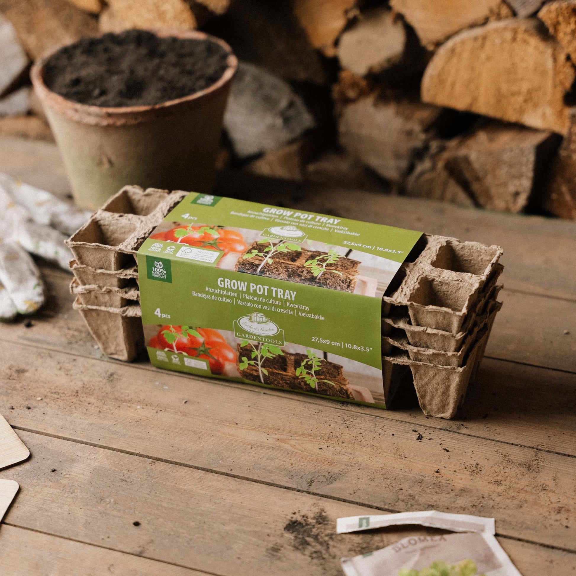 Nedbrytbare såbrett, store, 4 stk