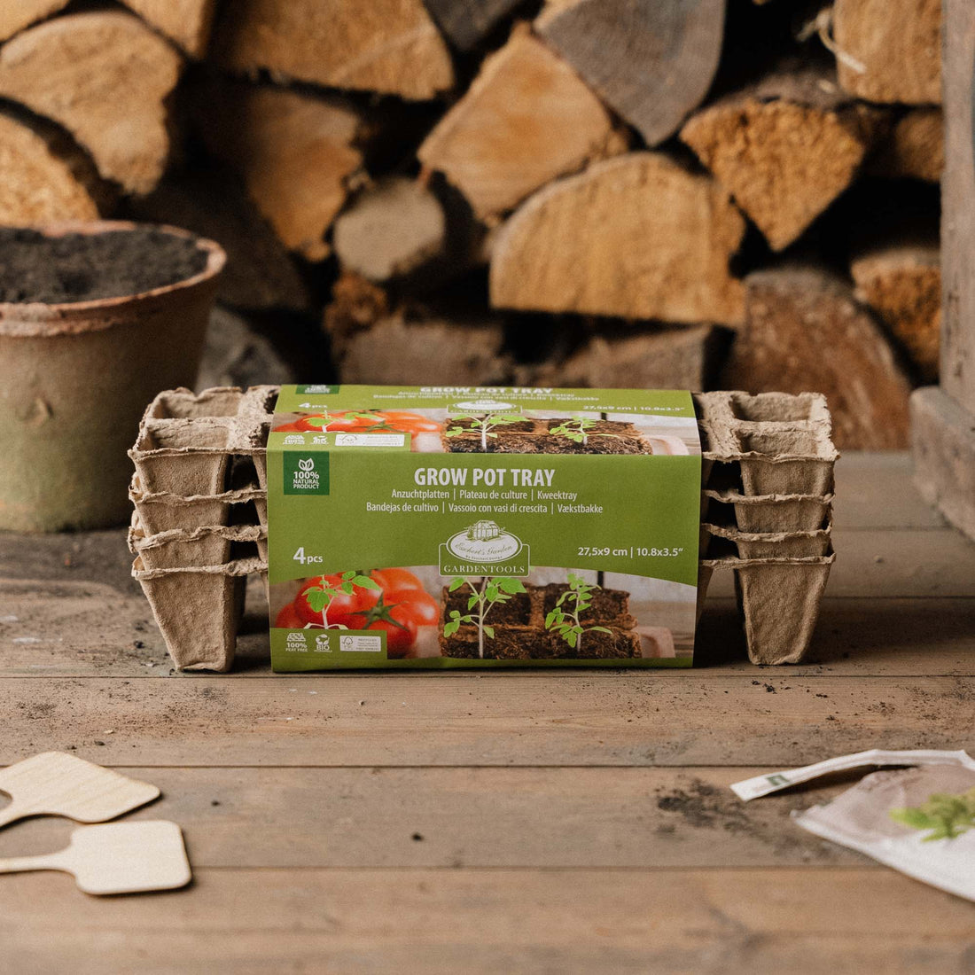 Nedbrytbare såbrett, store, 4 stk