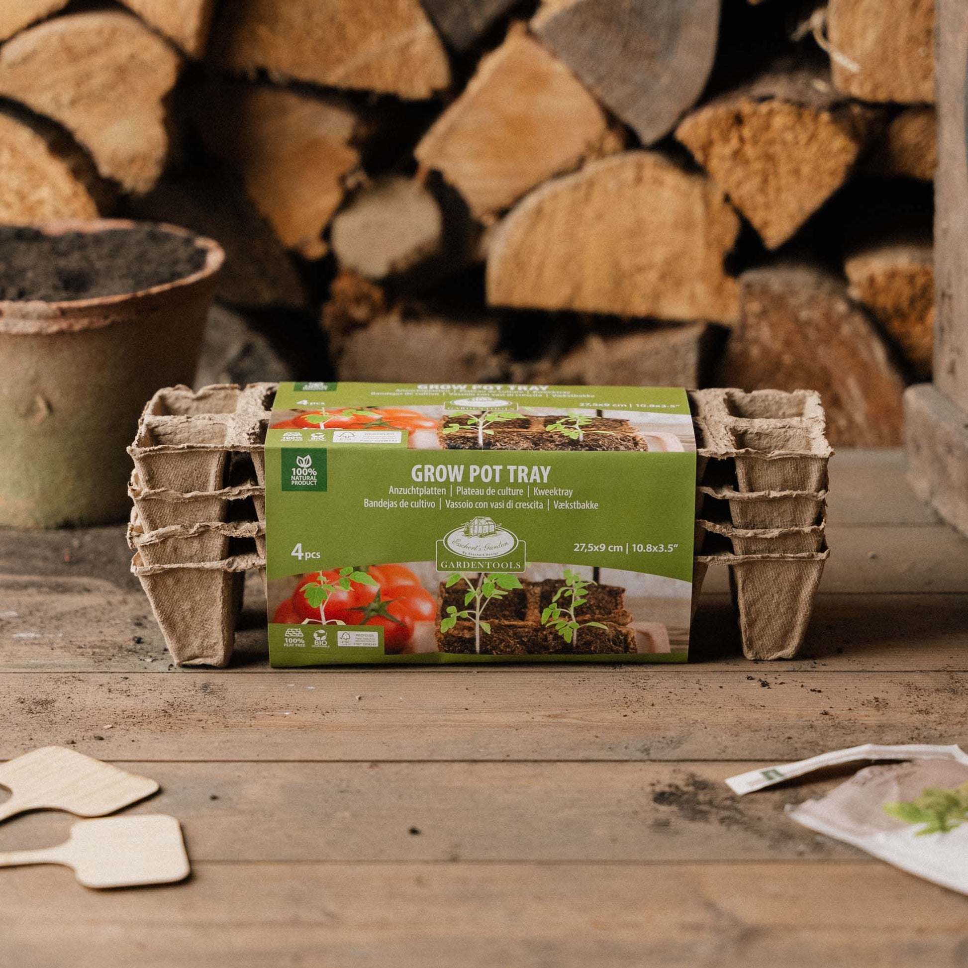 Nedbrytbare såbrett, store, 4 stk