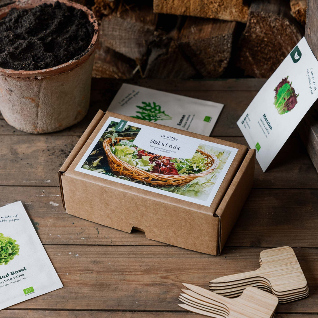 Salatpakken - 12 poser økologiske frø