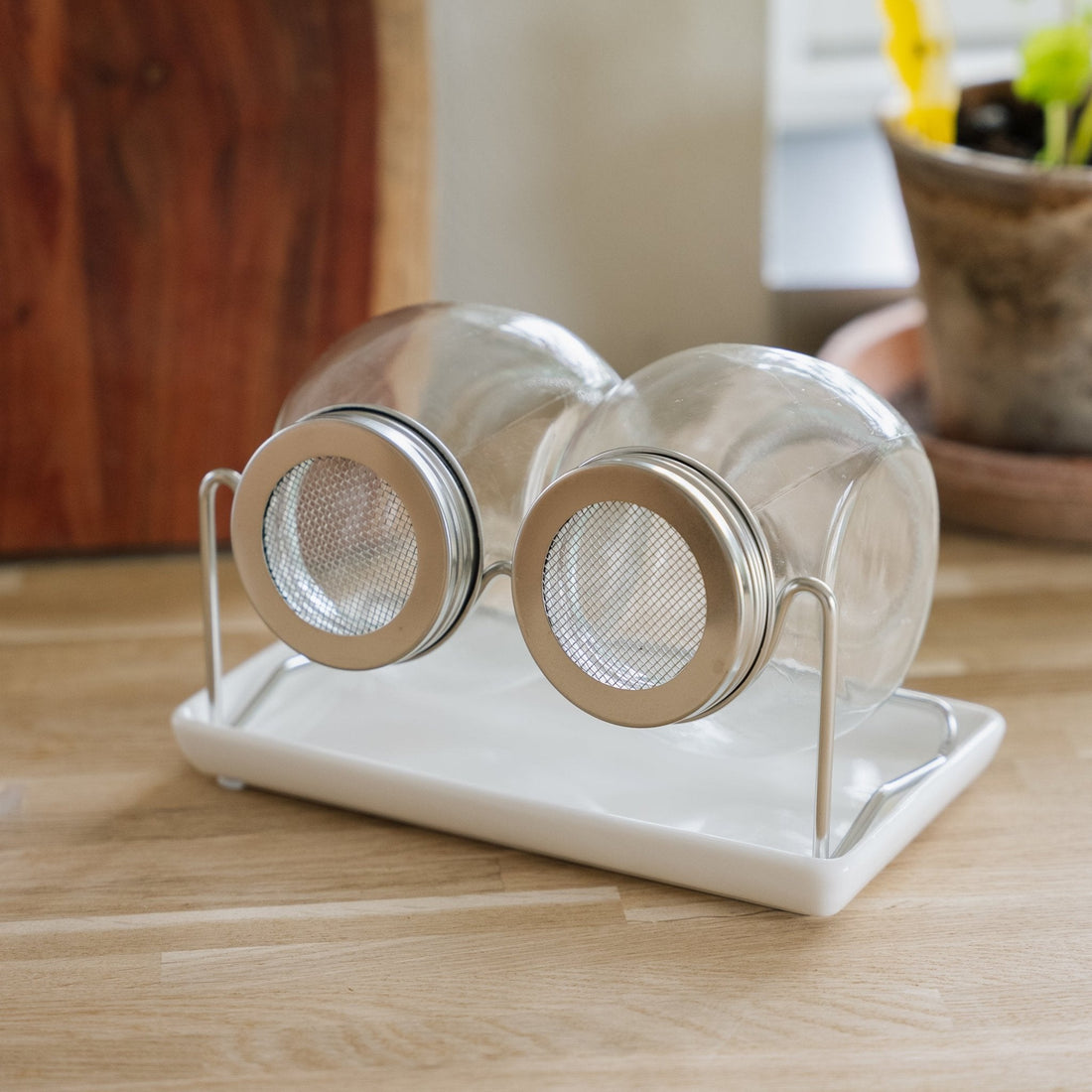 Spireglas‒sæt med bakke