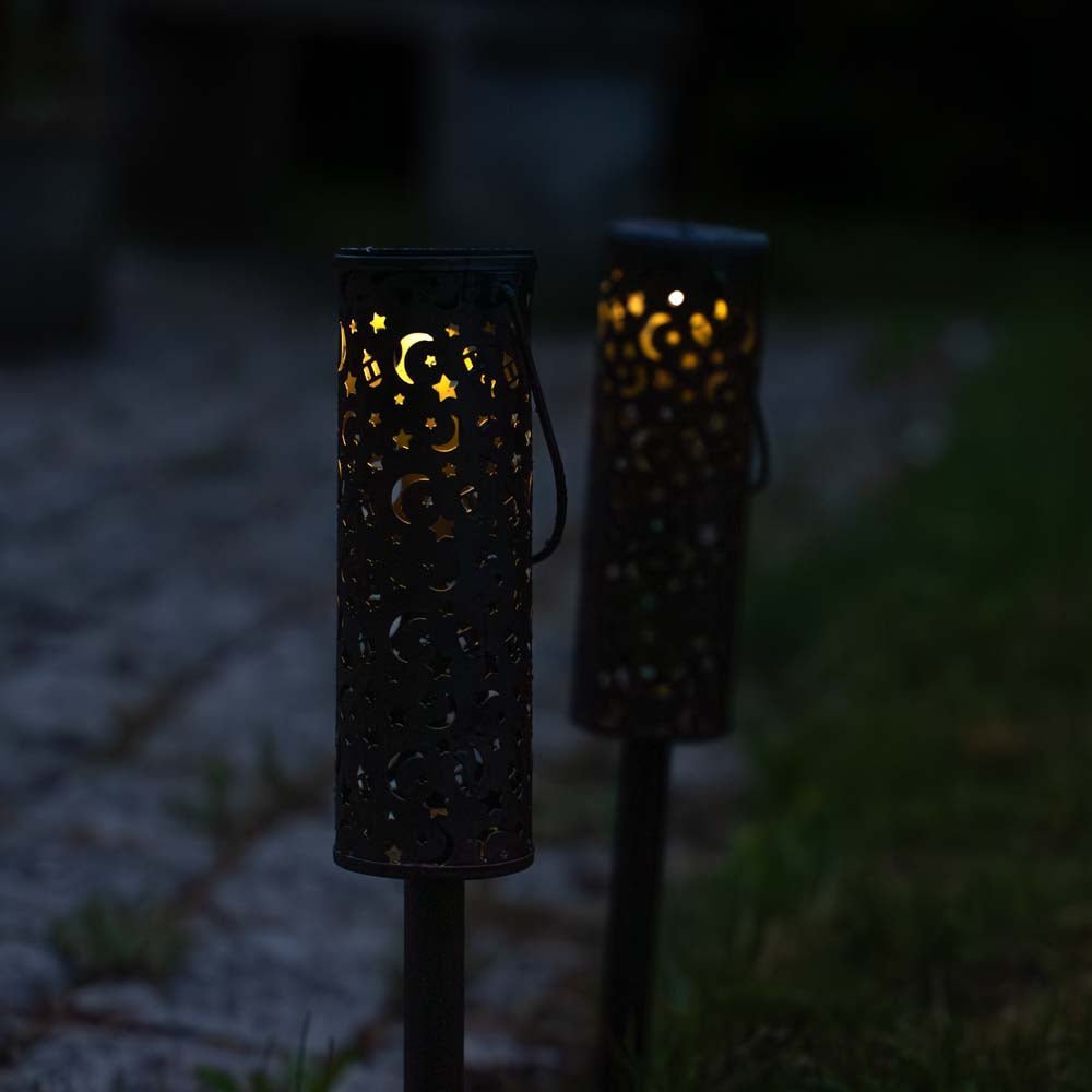 Zira solcellelanterne m. mønster, 2 pakning